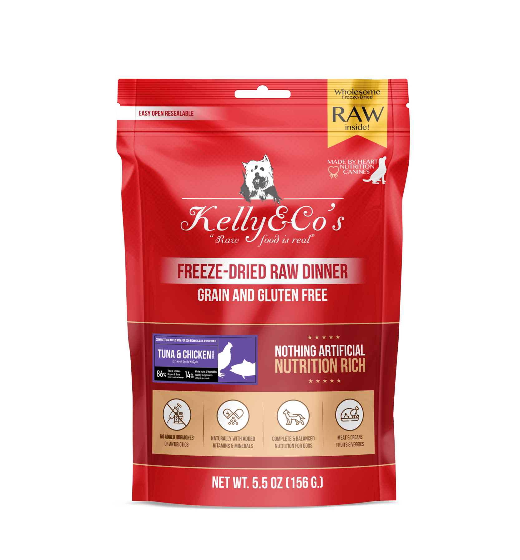 Kelly & Co's Freeze Dried Raw Dinner Tuna & Chicken Formula