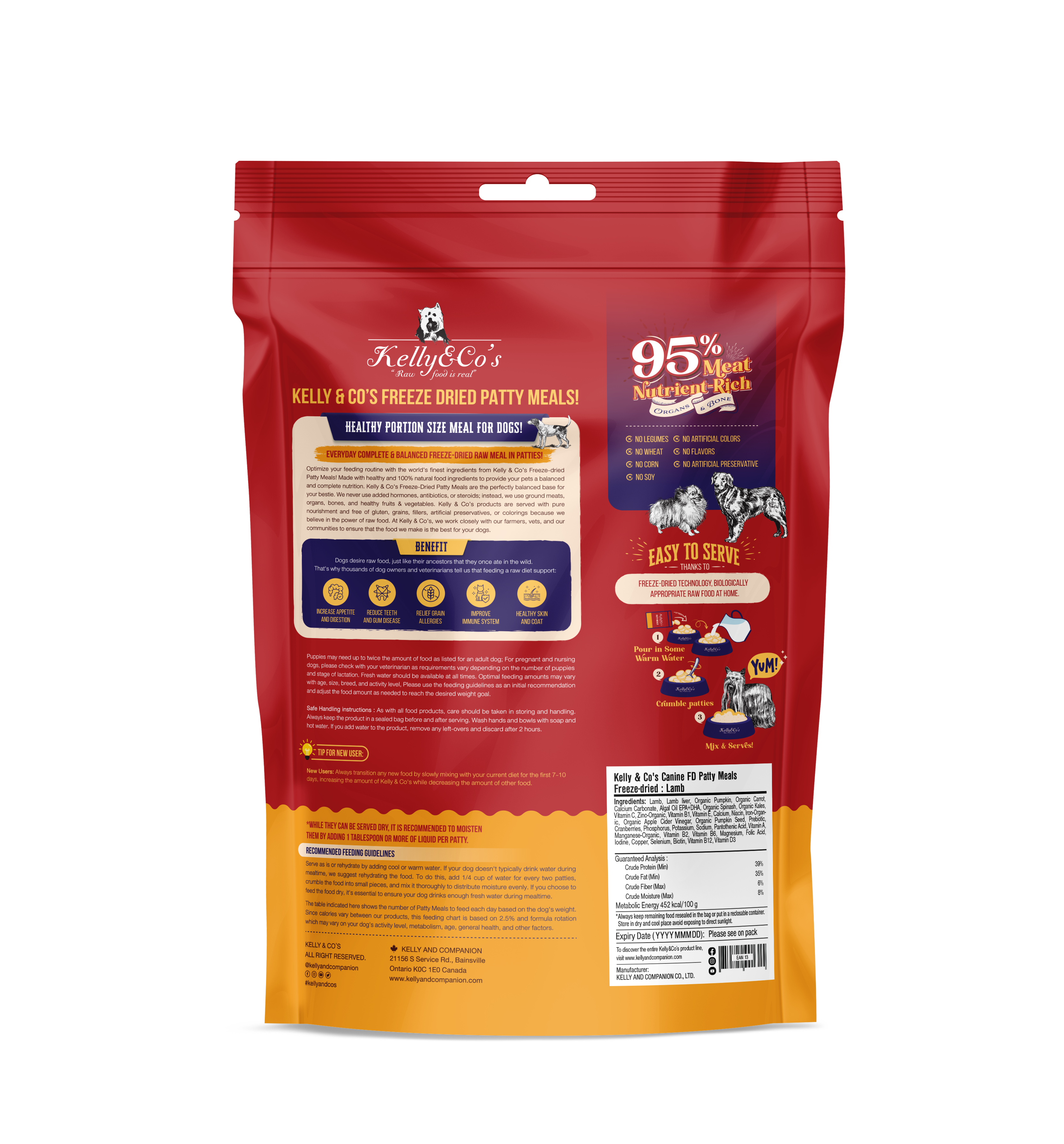 Kelly & Co’s Canine Patty Meals Lamb Formula
